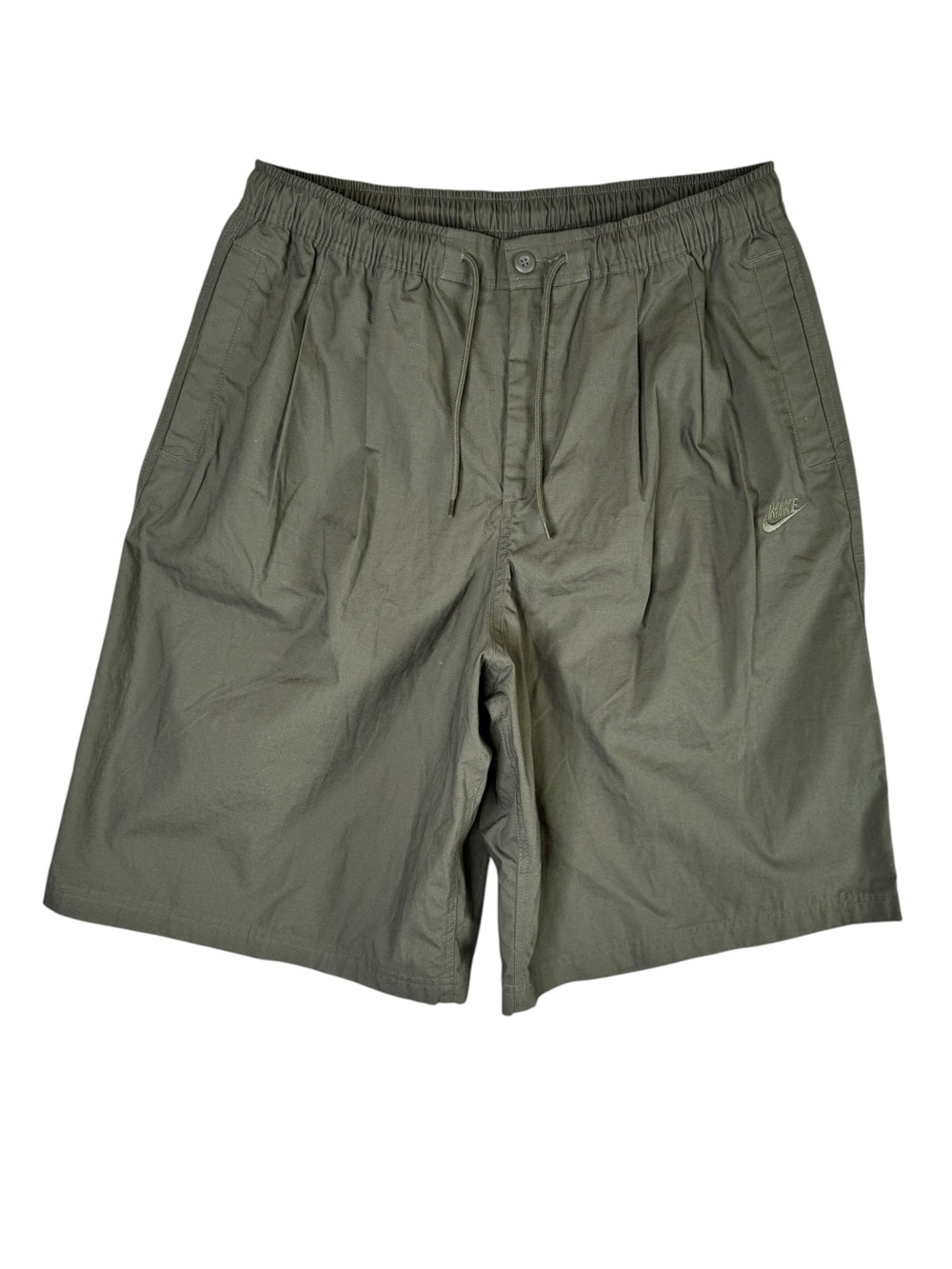 Nike Club Oversized Fit Pleated Shorts Olive Green Men's Size XL HJ2541-222